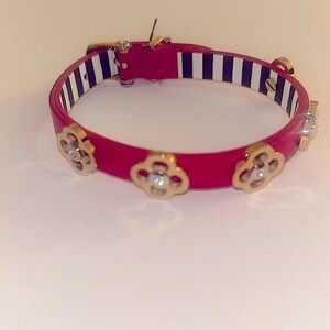 Henri Bendel Pave Petal Leather Bracelet Red / Gold